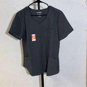 Scrubstar Women's Medium V-Neck Scrub Top in Charcoal Gray